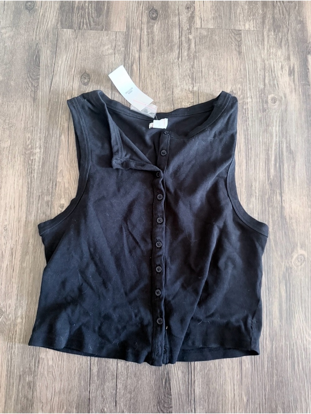 BDG Black Button-Front Crop Tank